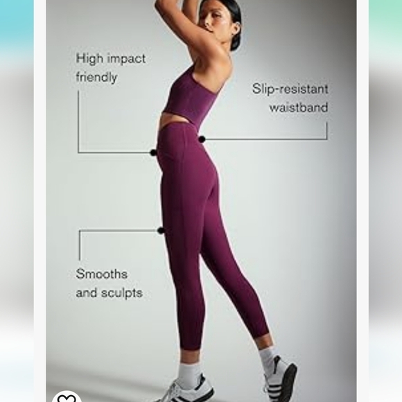 Compression‎ Pocket Leggings, High Rise Waist Pants for Yoga Workout Sz M Plum - Picture 7 of 10
